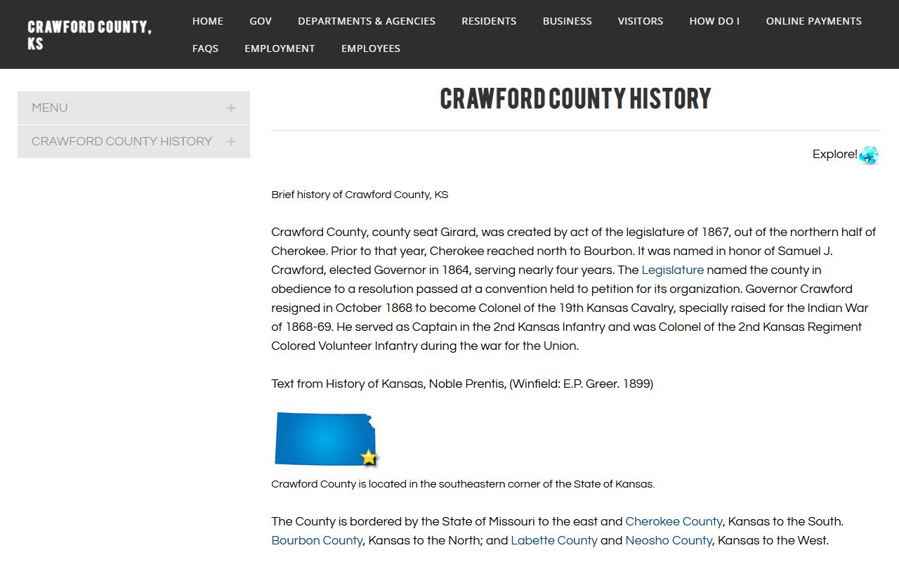 Crawford County District Court county history page