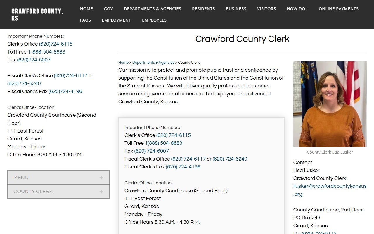 Crawford County court records County Clerk page for public records access