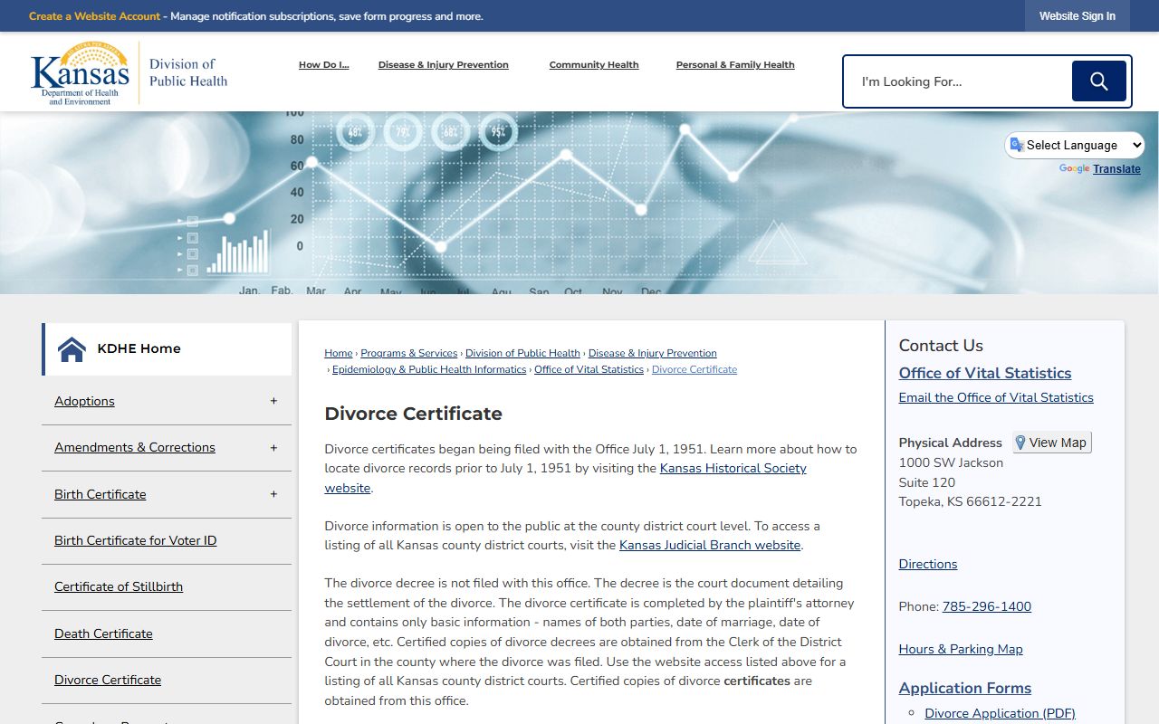 Crawford County divorce records KDHE divorce certificate page