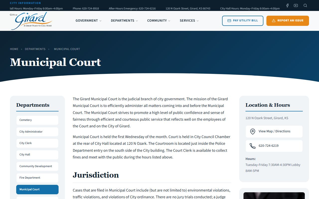 Crawford County traffic court records Girard Municipal Court
