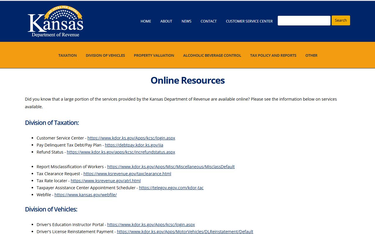 Crawford County traffic court records Kansas Department of Revenue online services