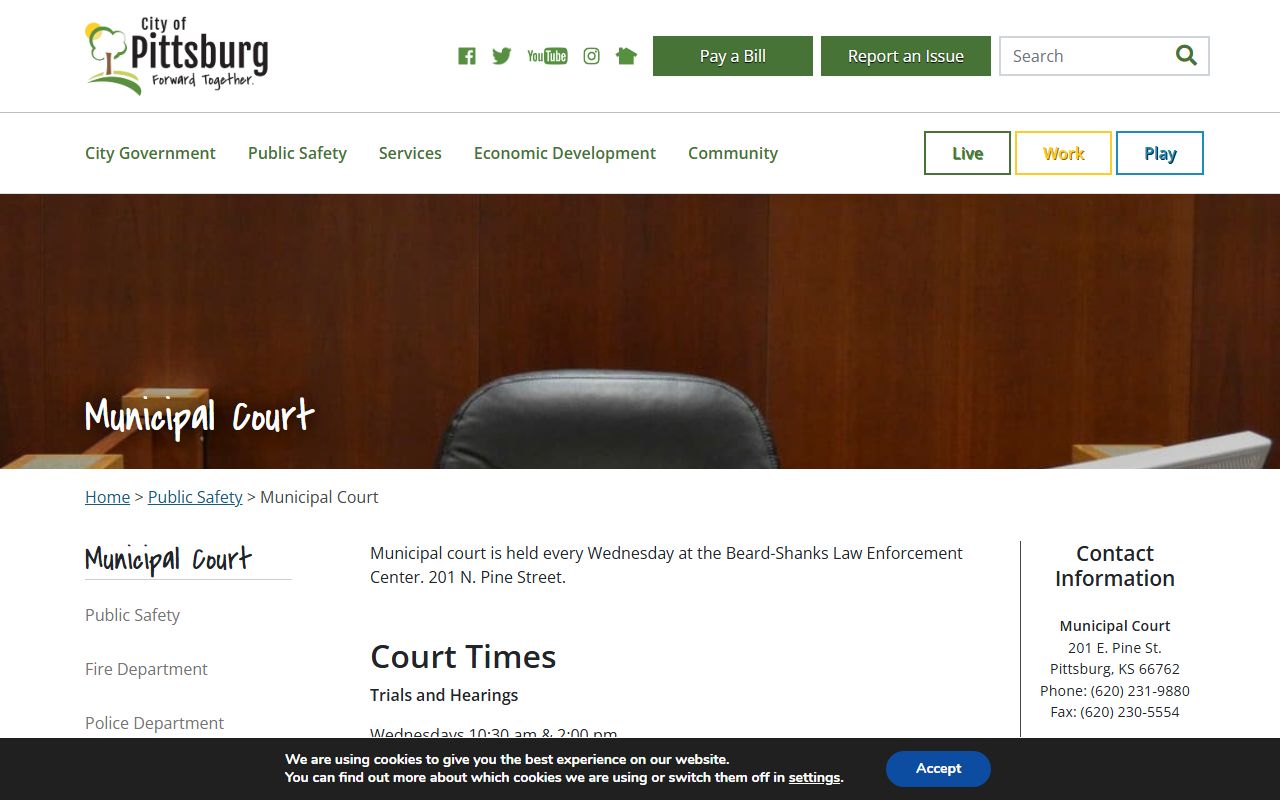 Crawford County traffic court records Pittsburg Municipal Court