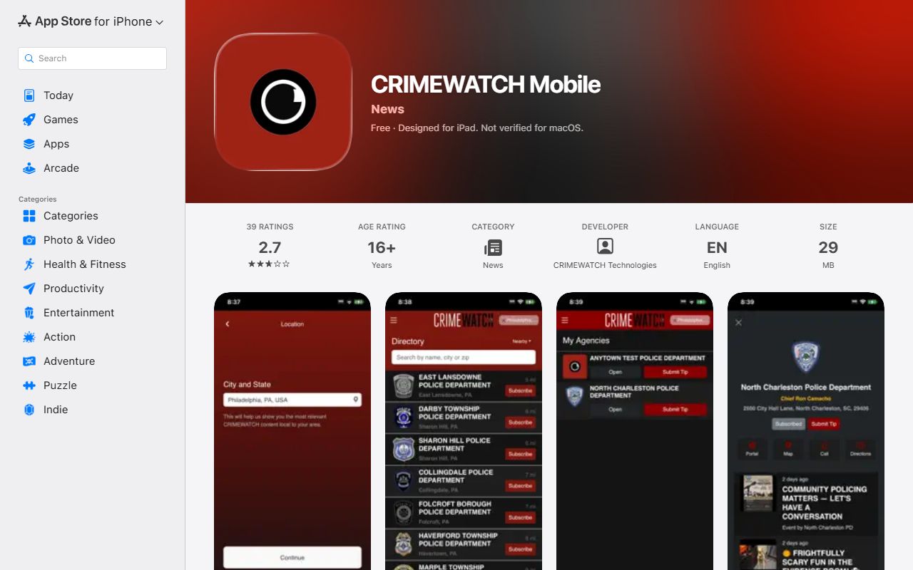 Crawford County warrant records CRIMEWATCH Mobile Apple listing